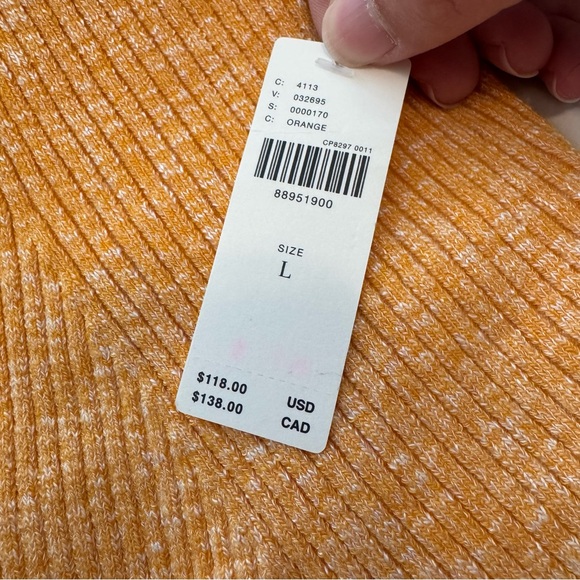 Anthropologie Women’s‎ Knit Top V-Neck Peplum Sz Large— Orange Creamsicle- NWT - Picture 3 of 7